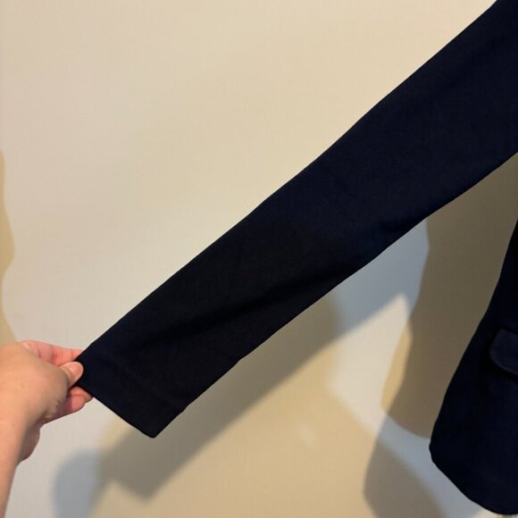 Banana Republic Pique Military Navy Knit Band Collar Blazer Jacket - Picture 8 of 14